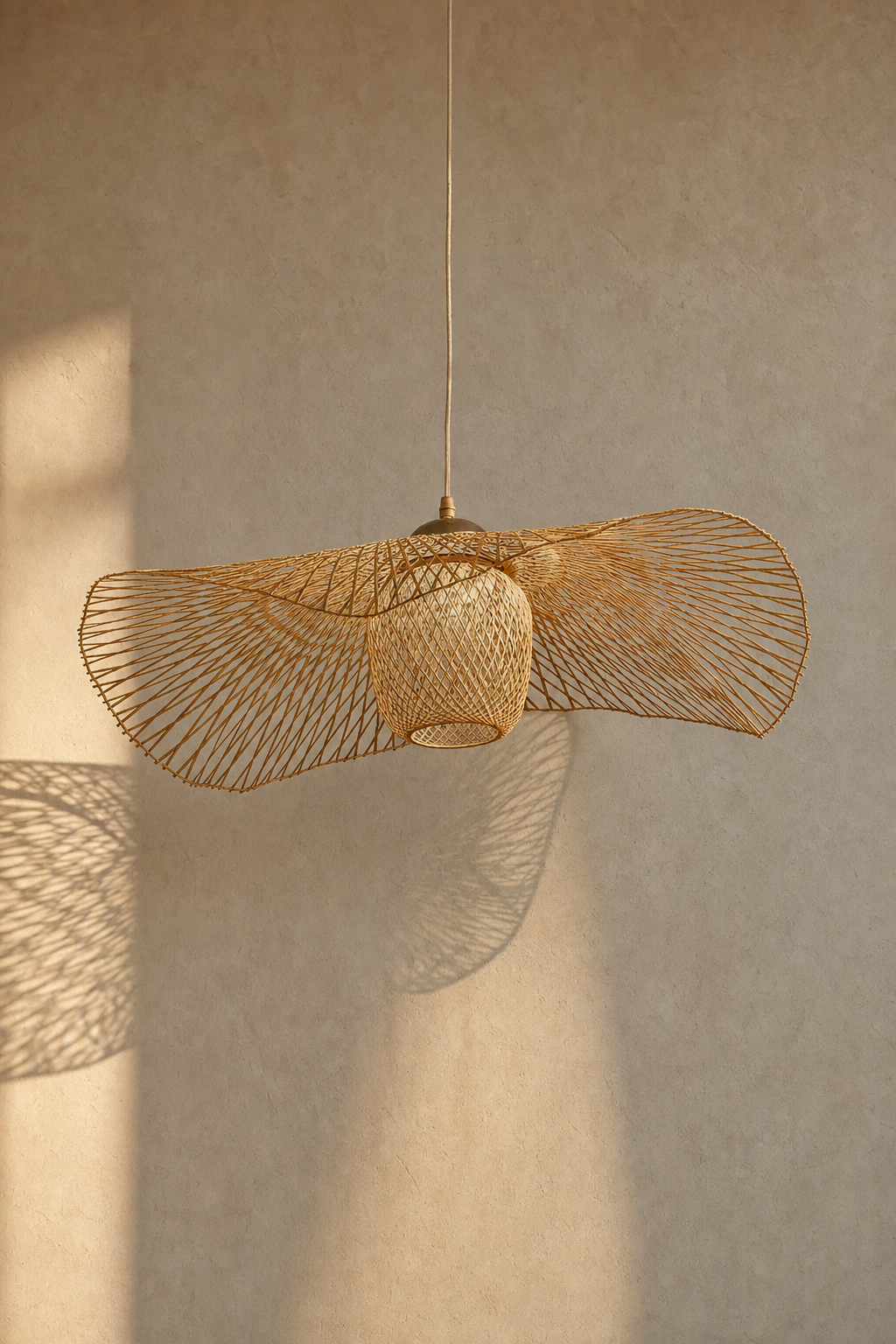 Abat-Jour Suspension en Rotin Wabi-Sabi – Nori Nacre