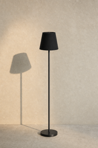Abat-Jour Lampe sur Pied en Tissu Petit Noir Conique – Zena Lune