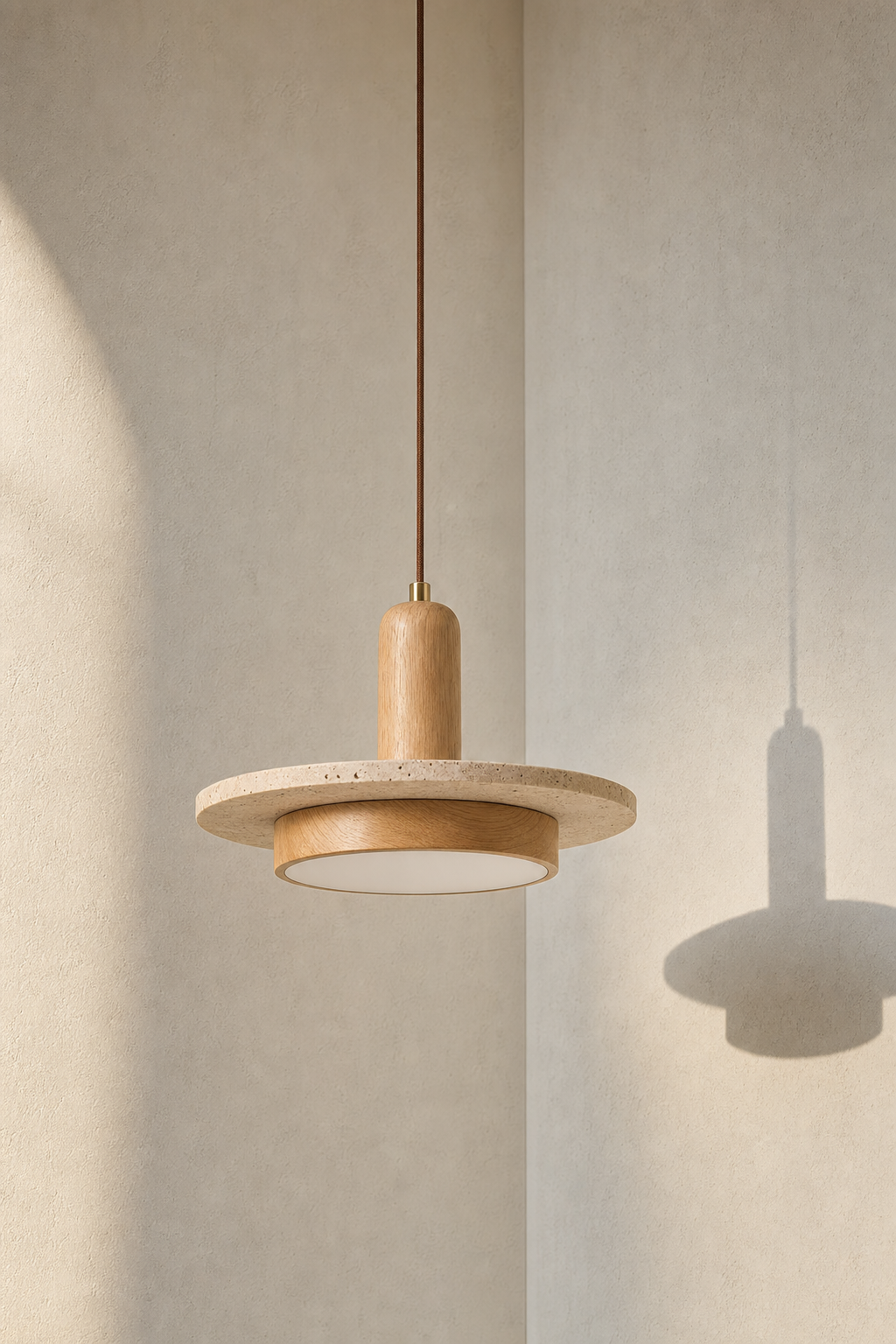 Abat-Jour Suspension en Travertin Wabi-Sabi – Vela Éclat
