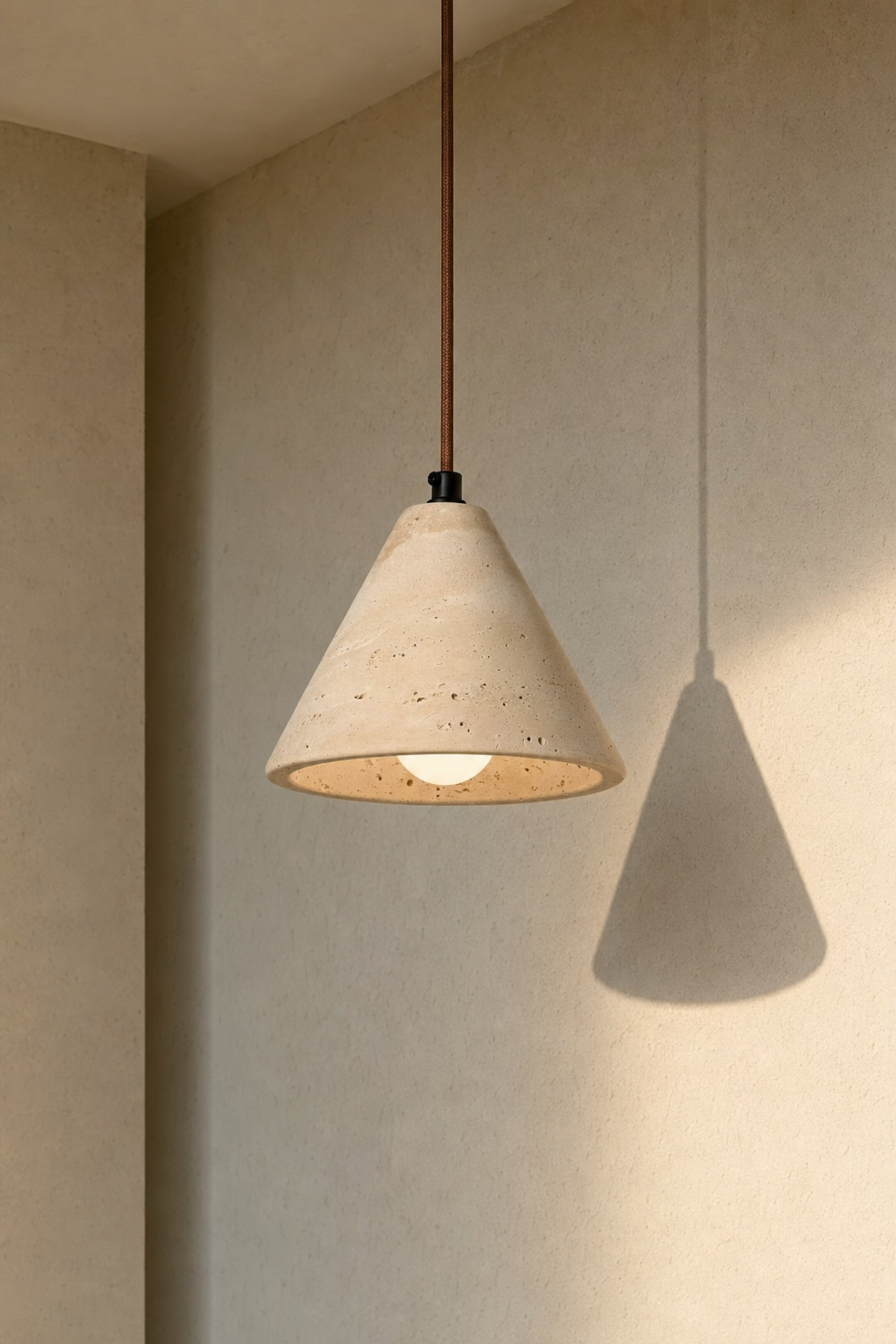 Abat-Jour Suspension en Travertin Design Nordique – Eira Éclat