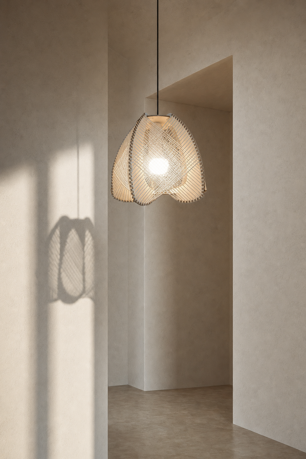 Abat-Jour Suspension en Bois Vintage – Kaia Nacre