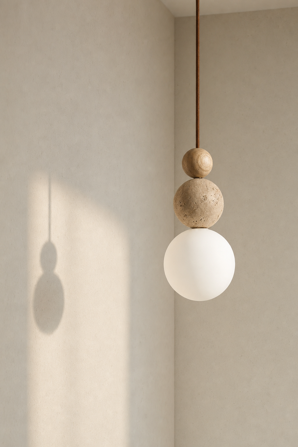 Abat-Jour Suspension en Travertin Wabi-Sabi – Yuna Sable