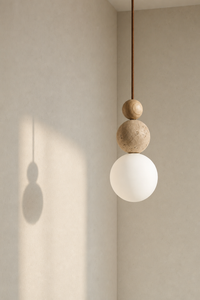Abat-Jour Suspension en Travertin Wabi-Sabi – Yuna Sable