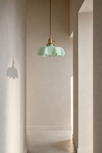 Abat-Jour Suspension en Verre Floral Beige – Celia Nacre