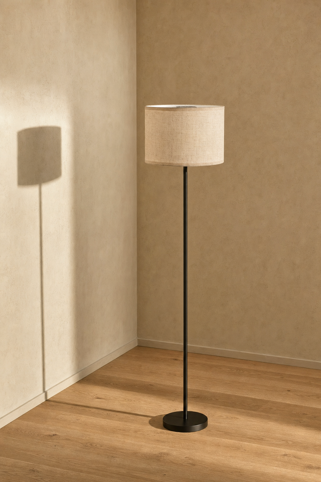 Abat-Jour Lampe sur Pied en Lin Design Beige – Nori Halo