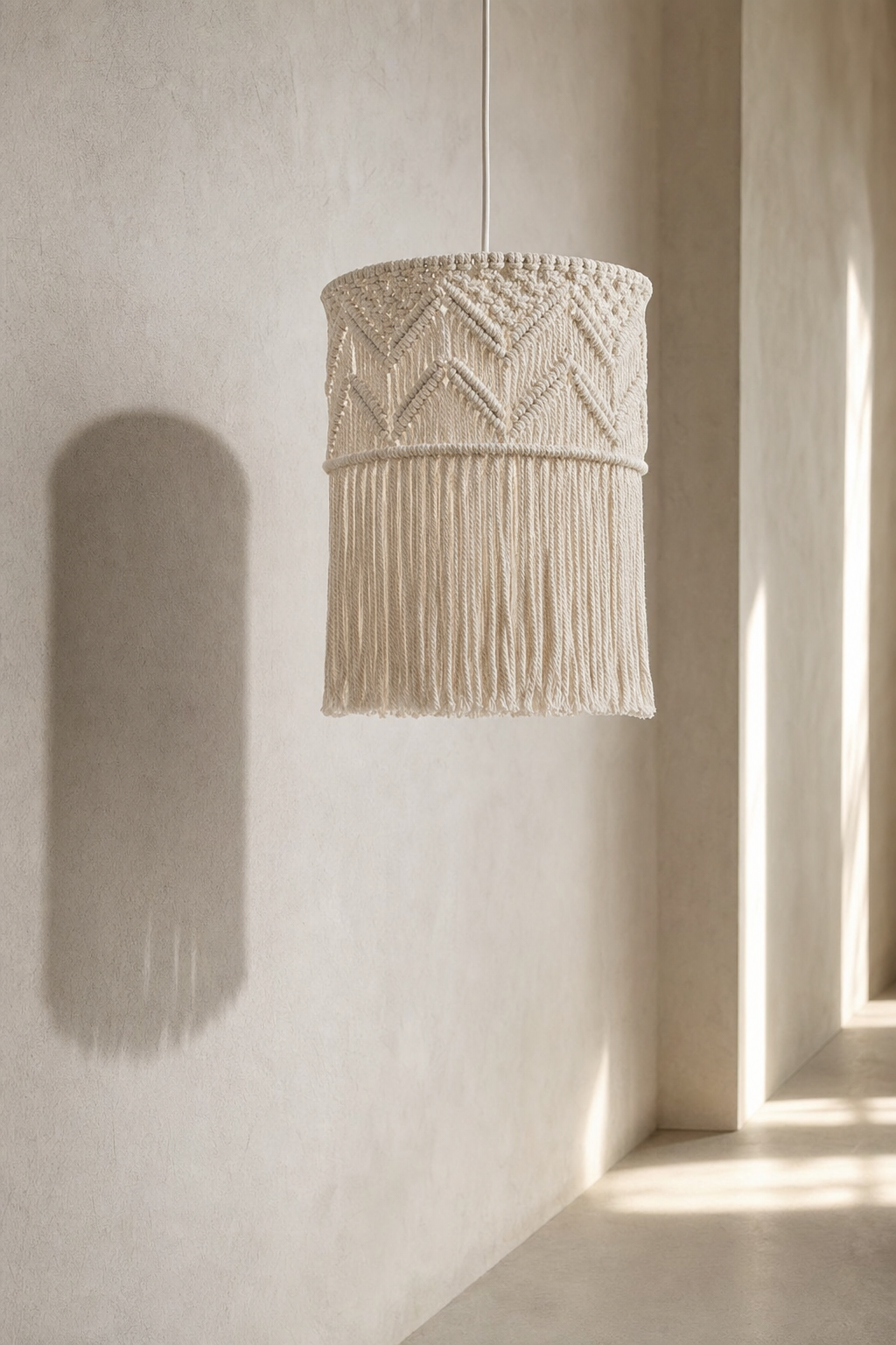 Abat-Jour Suspension en Macramé Bohème – Noma Sable