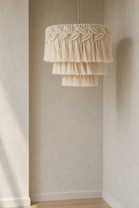 Abat-Jour Suspension en Macramé Bohème – Talia Nacre