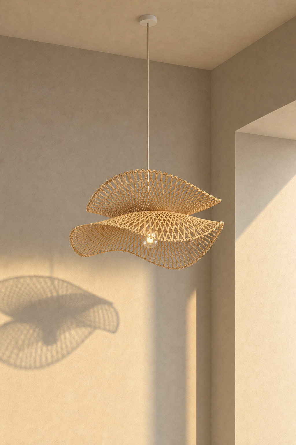 Abat-Jour Suspension en Rotin Design – Eira Lune