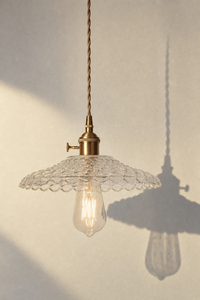 Abat-Jour Suspension en Verre Vintage Doré – Mira Éclat