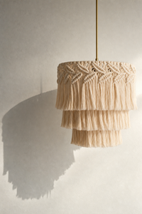 Abat-Jour Suspension en Macramé Bohème – Talia Nacre