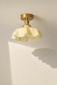 Abat-Jour Suspension en Verre Floral Beige – Olia Nova