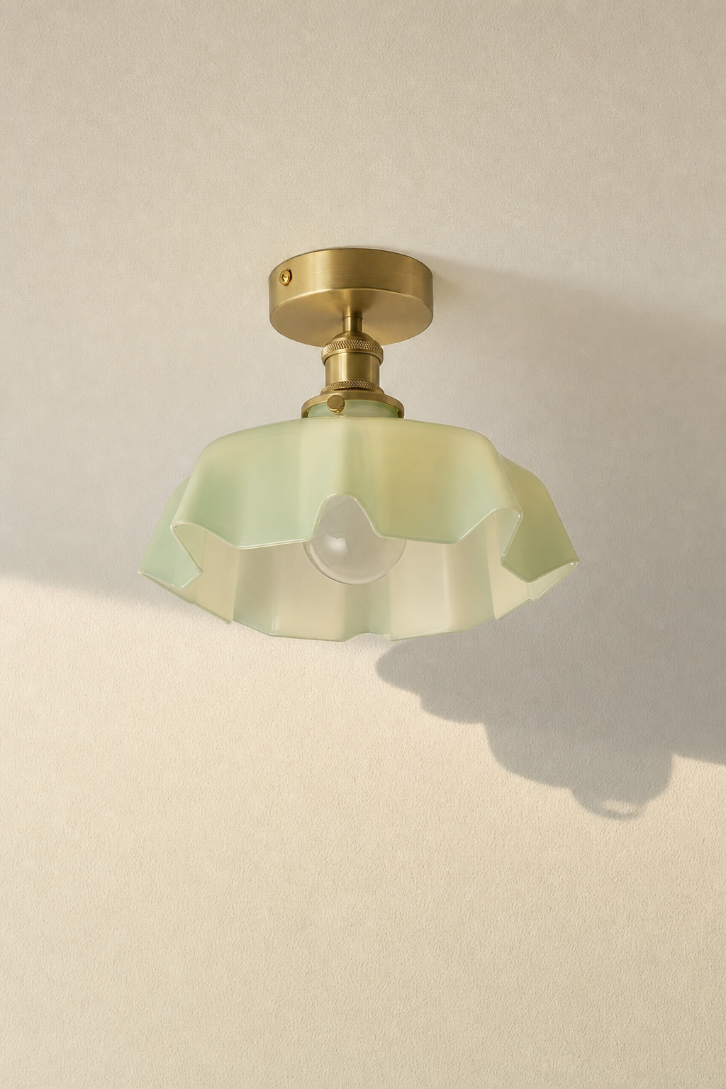 Abat-Jour Suspension en Verre Floral Beige – Celia Terra
