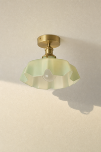 Abat-Jour Suspension en Verre Floral Beige – Celia Terra