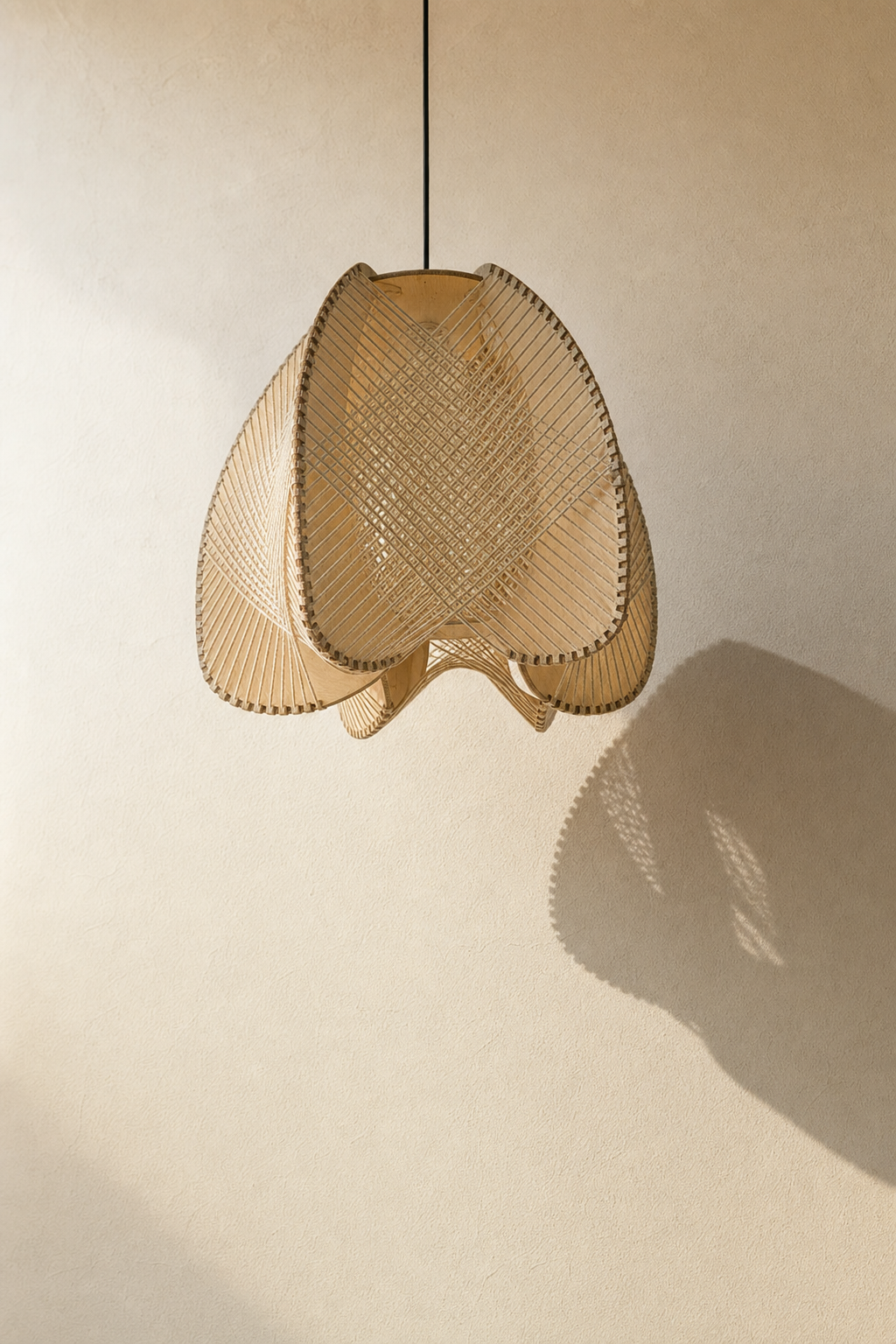 Abat-Jour Suspension en Bois Vintage – Kaia Nacre
