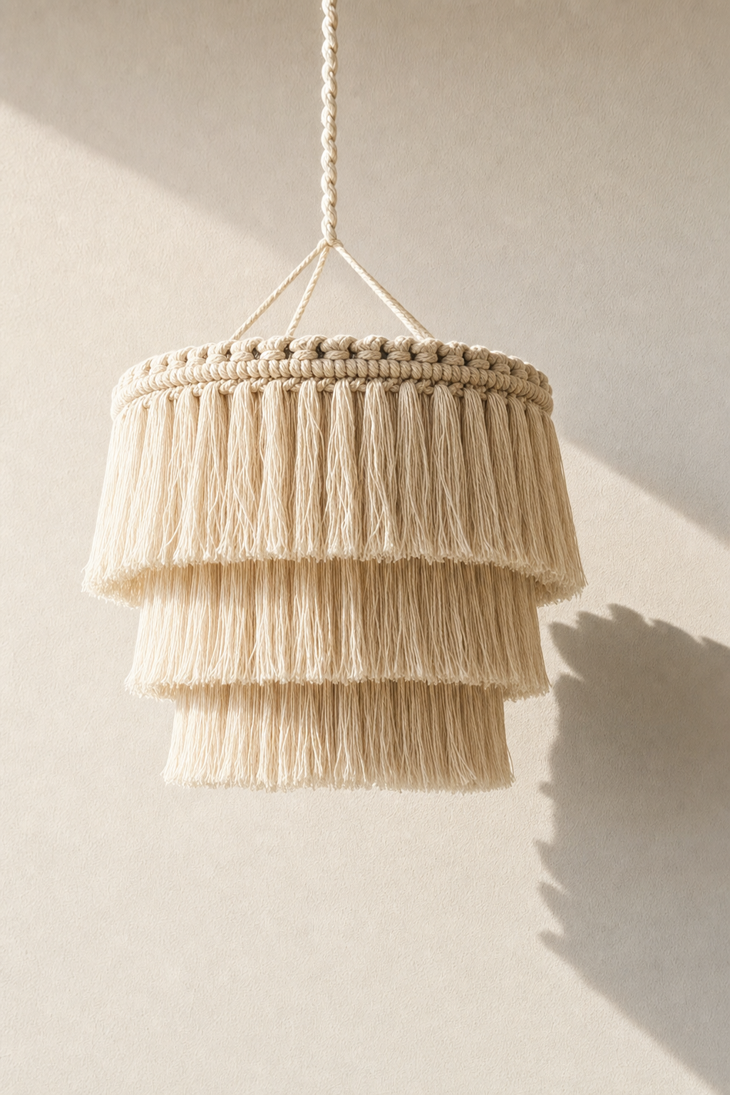 Abat-Jour Suspension en Macramé Bohème – Talia Sable