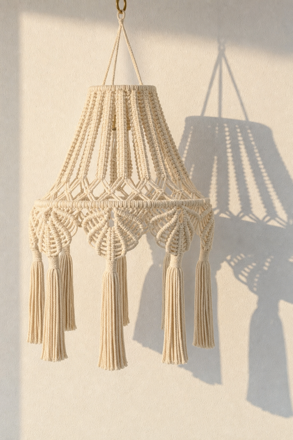 Abat-Jour Suspension en Macramé Bohème – Noma Halo