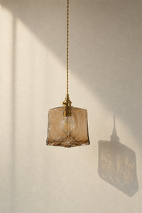 Abat-Jour Suspension en Verre Vintage Doré – Oria Nacre