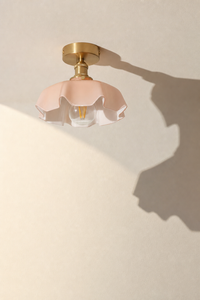 Abat-Jour Suspension en Verre Floral Beige – Celia Sable