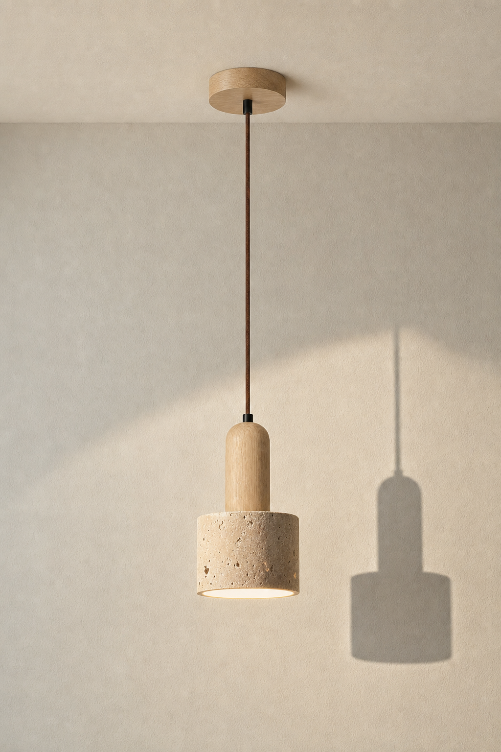 Abat-Jour Suspension en Travertin Wabi-Sabi – Yuna Terra