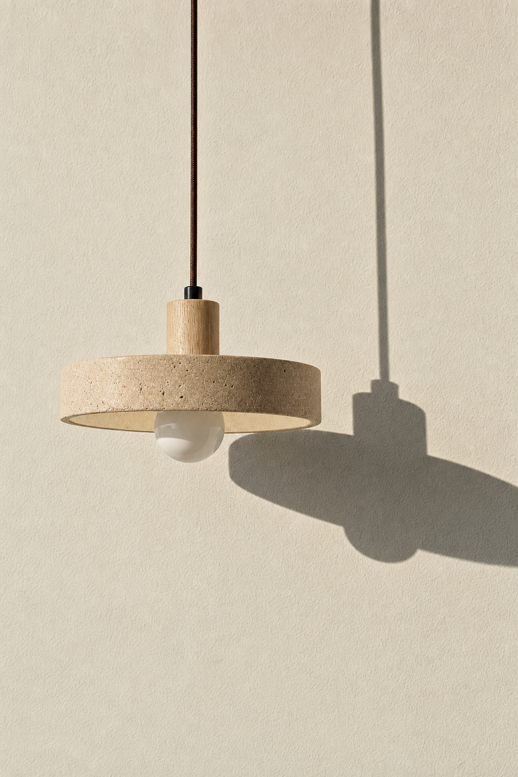 Abat-Jour Suspension en Travertin Wabi-Sabi – Yuna Lune