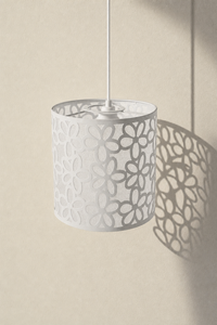 Abat-Jour Lampe Suspendu en Métal Floral Blanc Cylindrique – Neria Sable