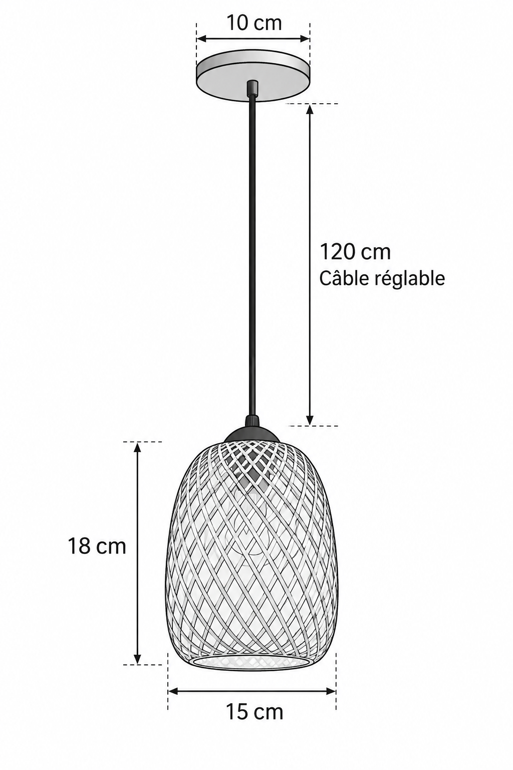 Abat-Jour Suspension en Rotin Design – Alba Terra