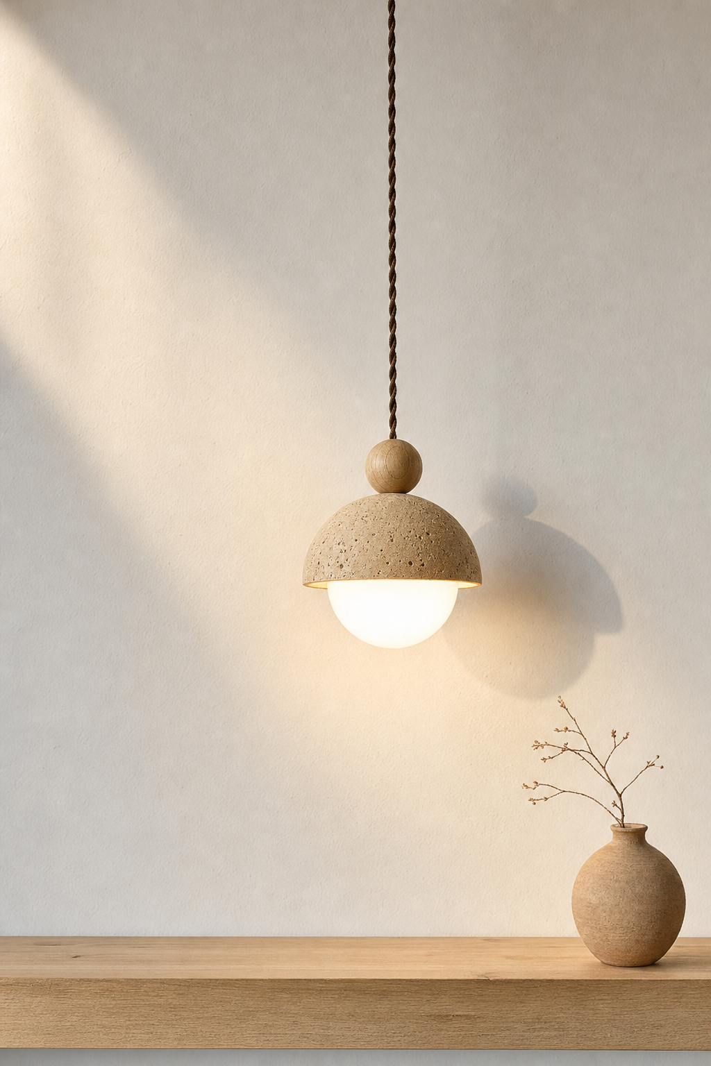 Abat-Jour Suspension en Travertin Wabi-Sabi – Vela Nova
