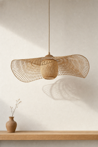 Abat-Jour Suspension en Rotin Wabi-Sabi – Nori Nacre