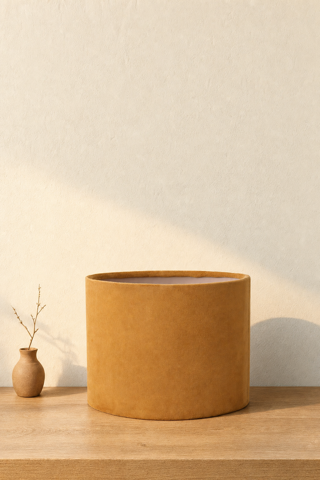 Abat-Jour Lampe de Chevet en Tissu Jaune Ovale – Zena Terra