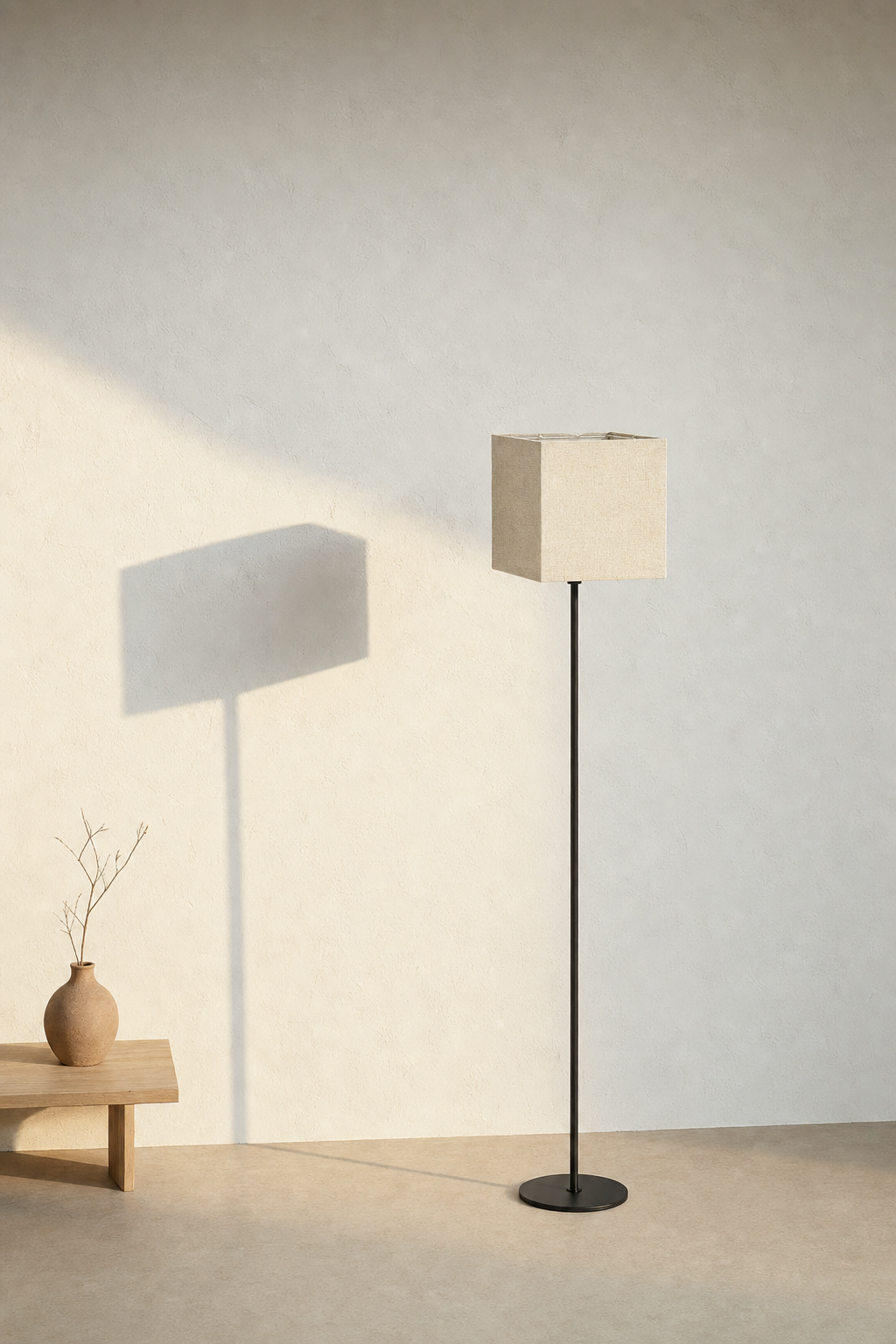 Abat-Jour Lampe de Chevet en Tissu Design Blanc Cassé Carré – Yuna Muse