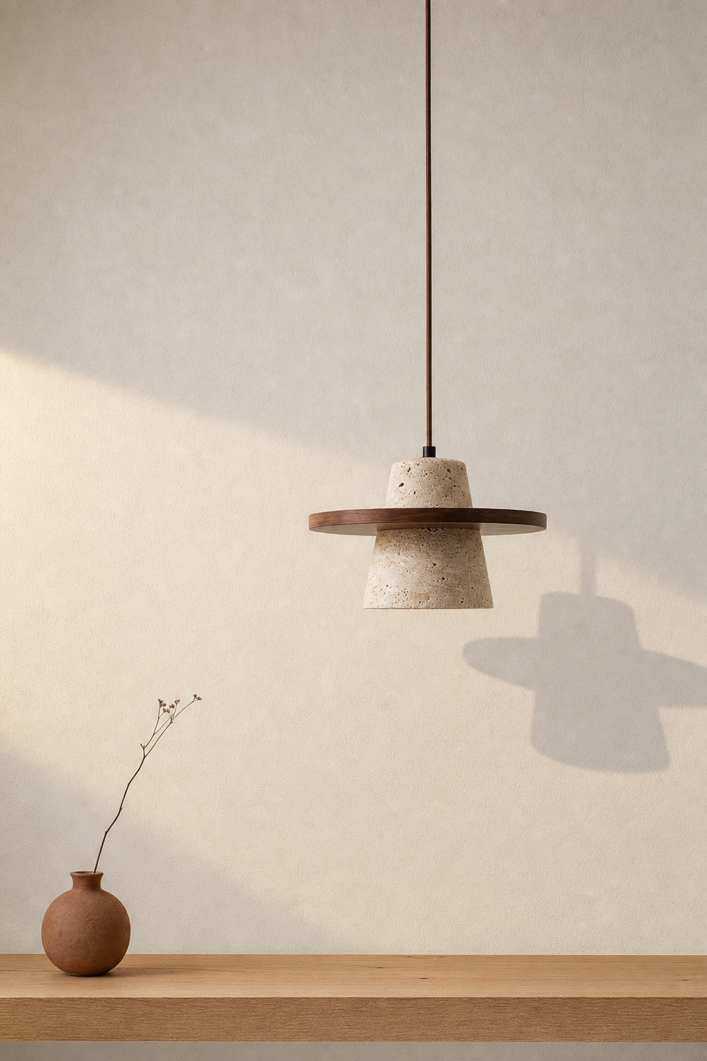Abat-Jour Suspension en Travertin Design – Alya Terra