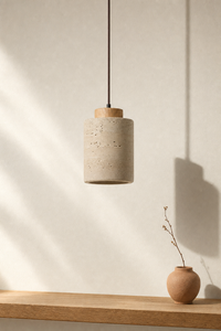 Abat-Jour Suspension en Travertin Wabi-Sabi – Yuna Aube