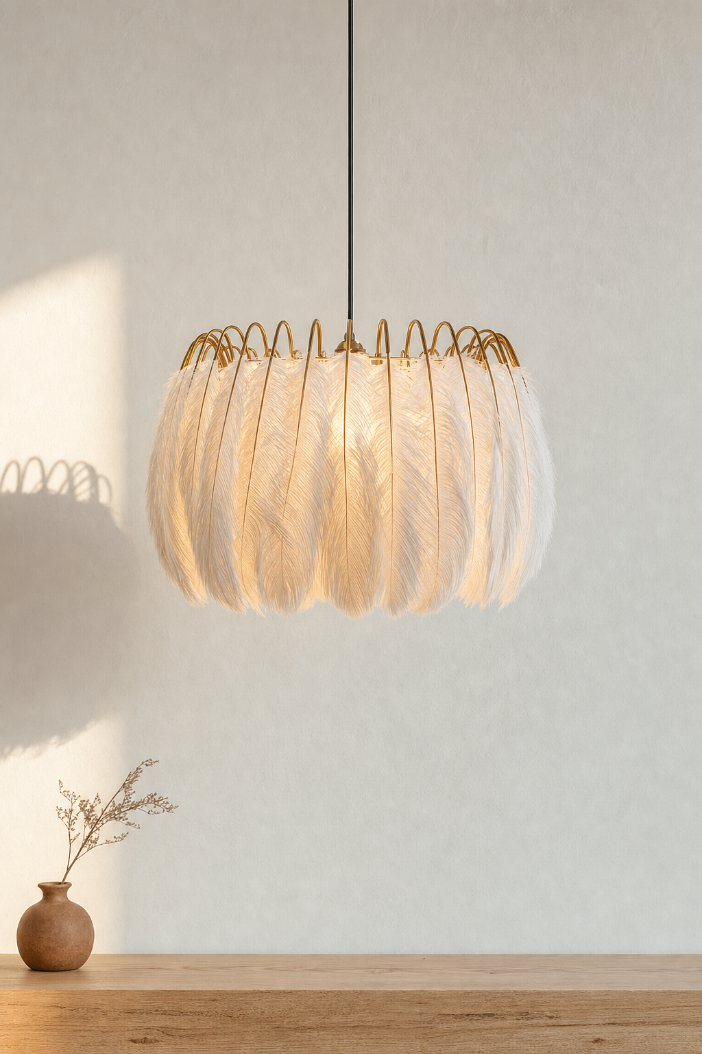 Abat-Jour Suspension en Plumes Design Nordique – Talia Rive