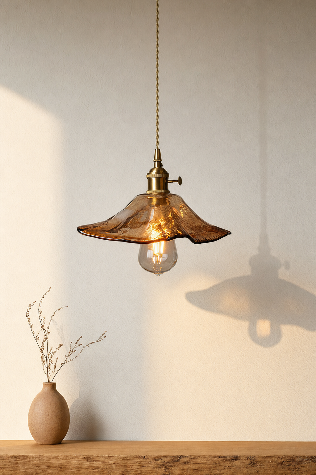 Abat-Jour Suspension en Verre Vintage Doré – Oria Sable