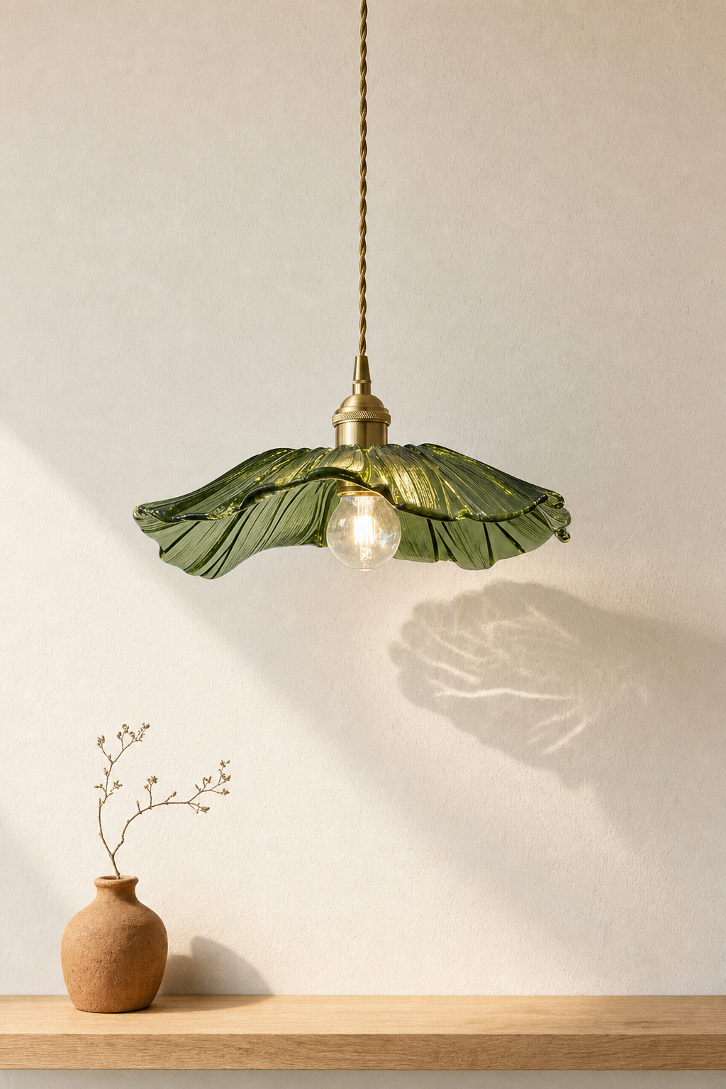 Abat-Jour Suspension en Verre Vintage Vert – Milo Lune