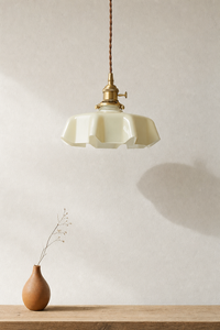 Abat-Jour Suspension en Verre Floral Beige – Olia Rive