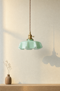 Abat-Jour Suspension en Verre Floral Beige – Celia Nacre