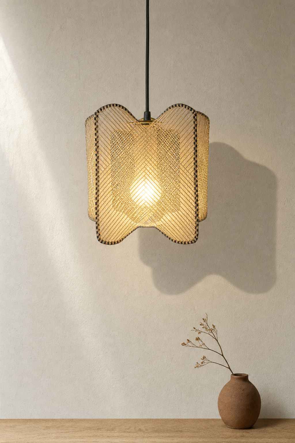 Abat-Jour Suspension en Bois Vintage – Alba Nova