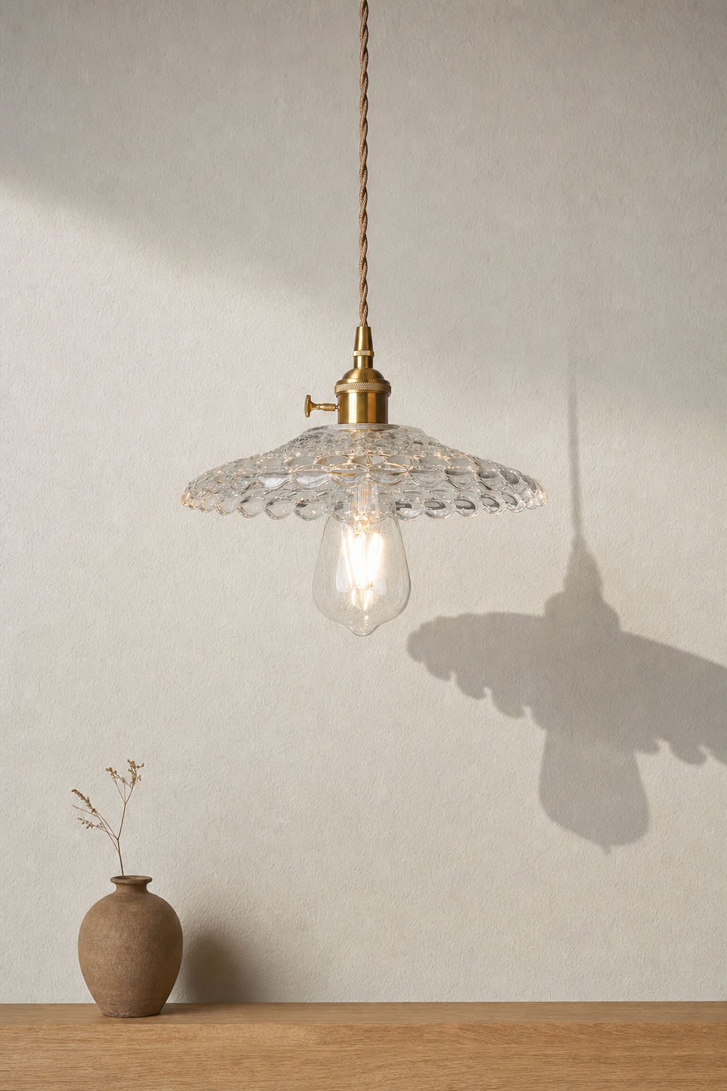 Abat-Jour Suspension en Verre Vintage Doré – Mira Éclat