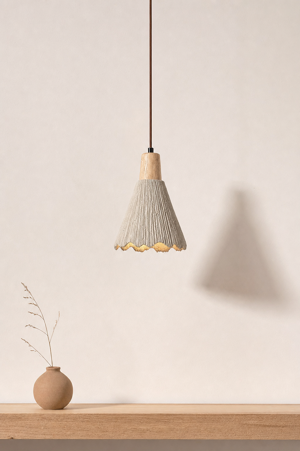 Abat-Jour Suspension en Ciment Design Beige – Siena Halo