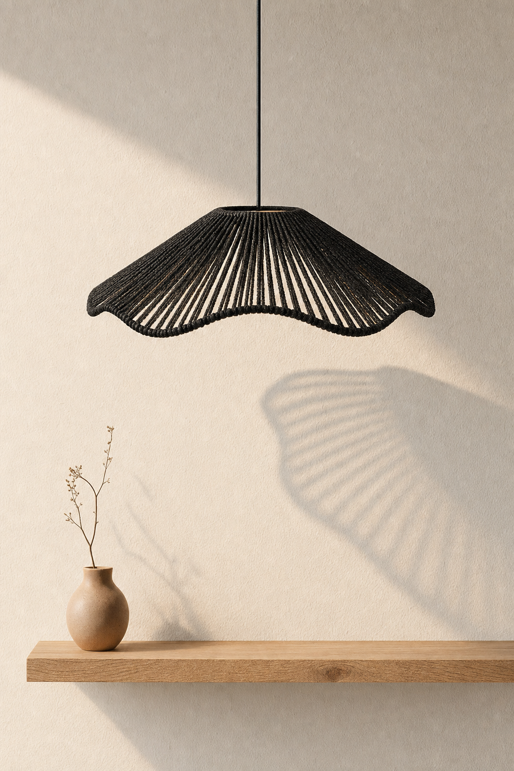 Abat-Jour Suspension en Corde Vintage Noir – Nilo Sable