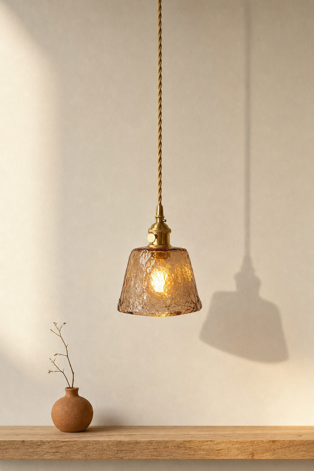 Abat-Jour Suspension en Verre Vintage Doré – Oria Halo