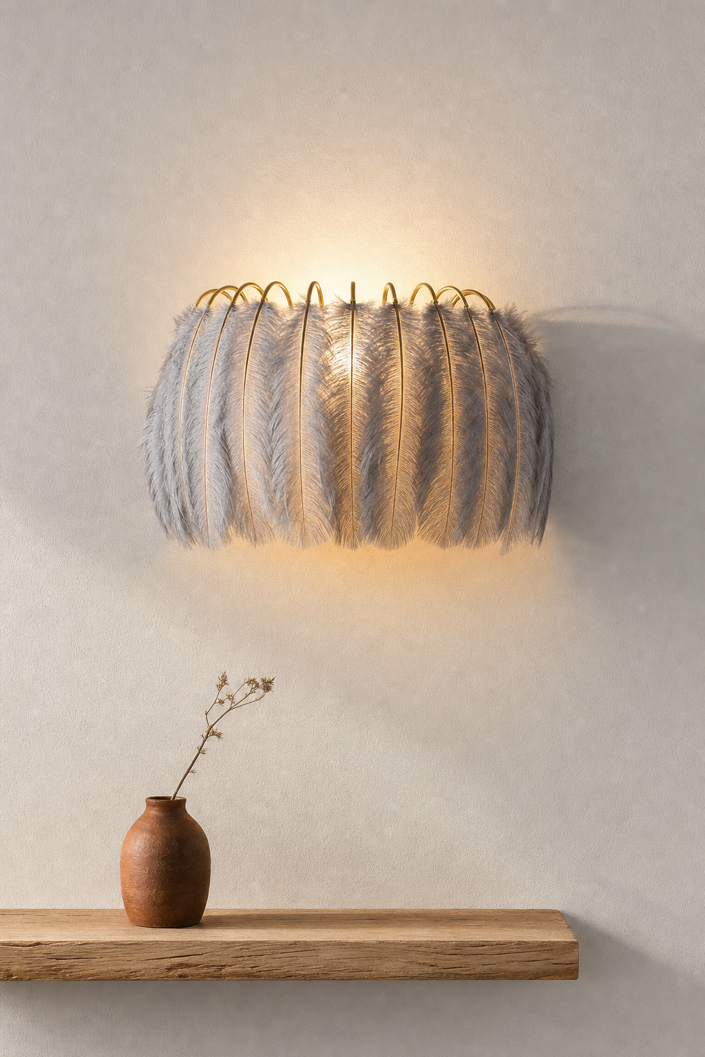 Abat-Jour Applique Murale en Plumes Original – Vela Sable