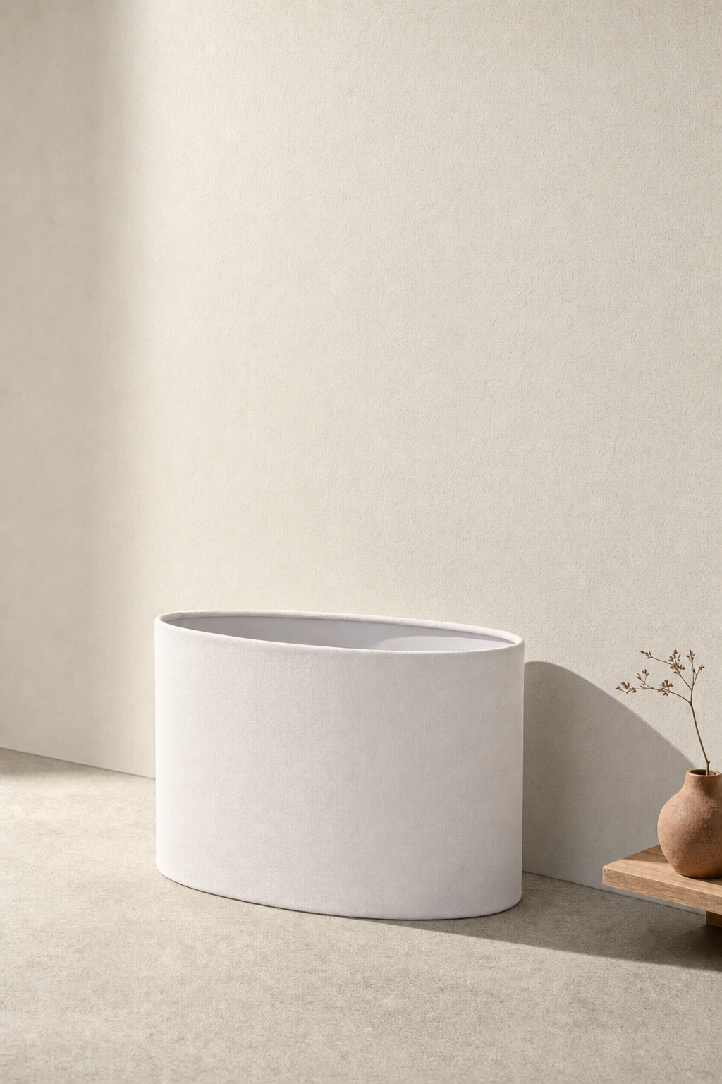 Abat-Jour Lampe de Chevet en Tissu Design Blanc Ovale – Zena Aube