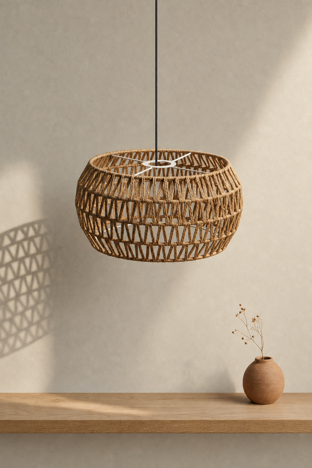 Abat-Jour Suspension en Rotin Bohème – Nilo Nacre