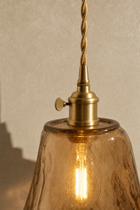 Abat-Jour Suspension en Verre Vintage Doré – Kaia Nova