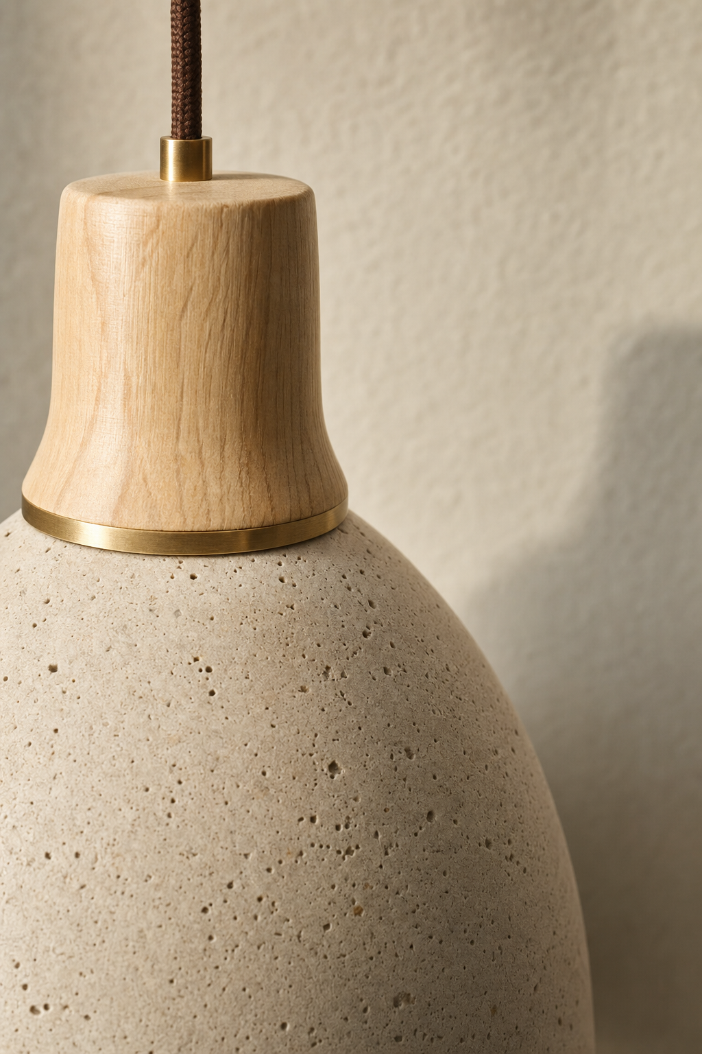 Abat-Jour Suspension en Travertin Wabi-Sabi – Yuna Nacre