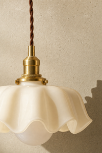 Abat-Jour Suspension en Verre Floral Blanc – Olia Muse