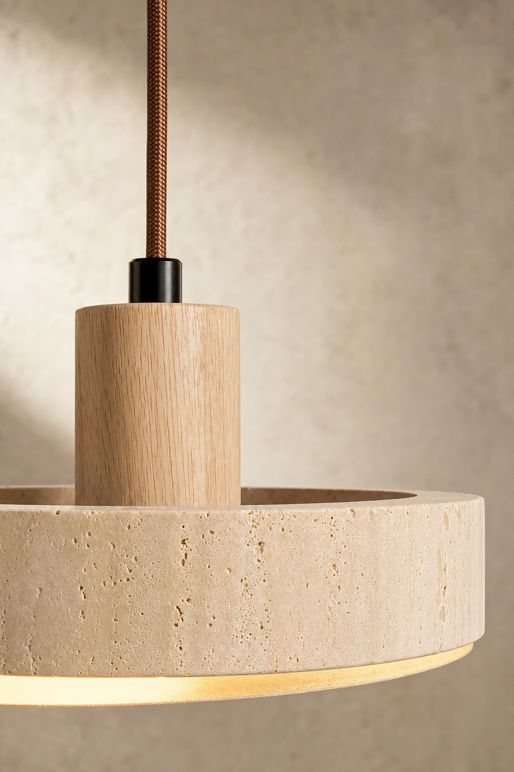 Abat-Jour Suspension en Travertin Wabi-Sabi – Yuna Lune