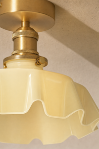 Abat-Jour Suspension en Verre Floral Beige – Olia Nova
